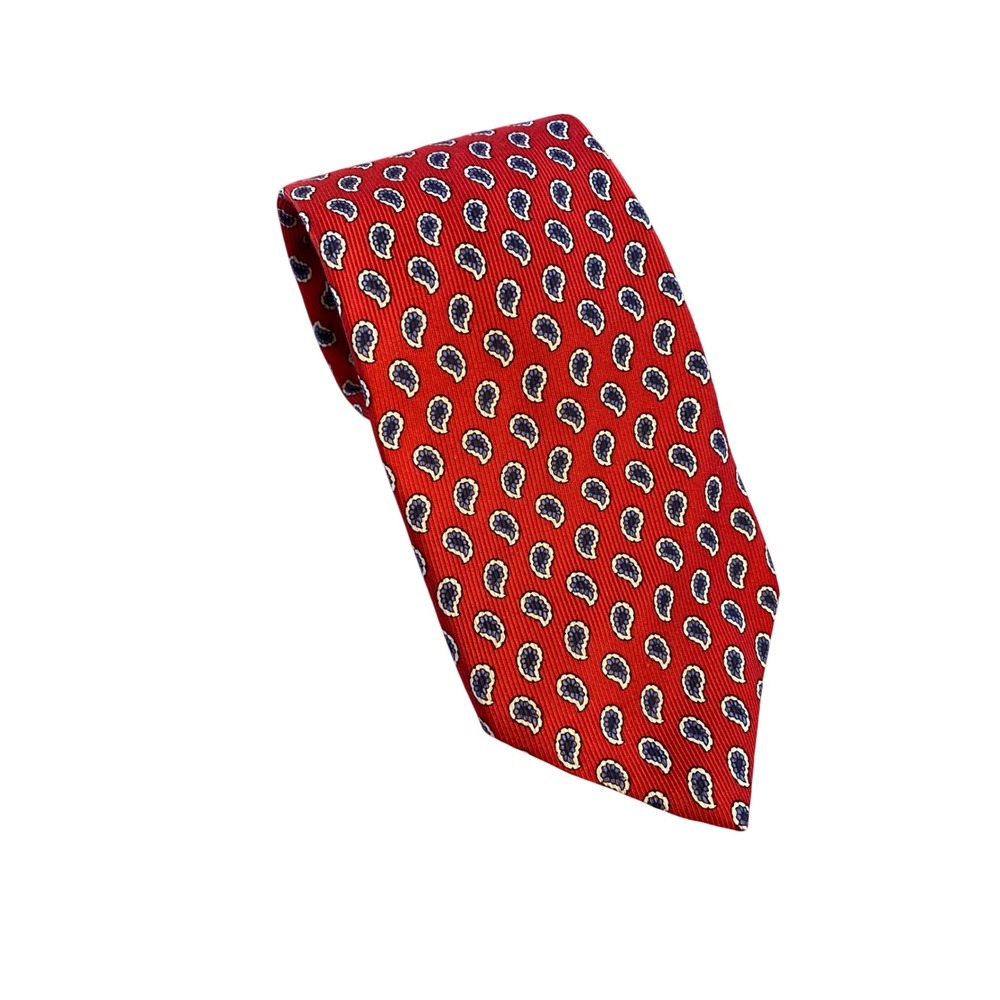 Brooks Brothers 346 Red Paisley 100% Silk Mens Necktie Suit Business Luxury